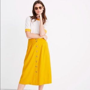 Madewell Patio Button-Front Midi Skirt